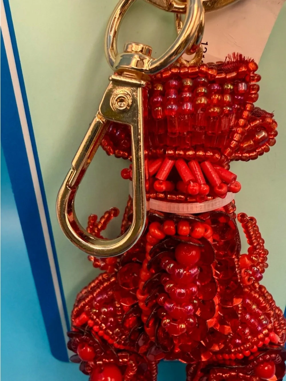 Piper Red Hand-Beaded Lobster Bag Charm Key Chain - Picture 4 of 4